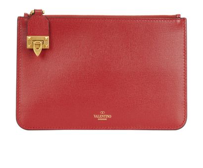 Rockstud Lock Small Flat Pouch Wallet, front view